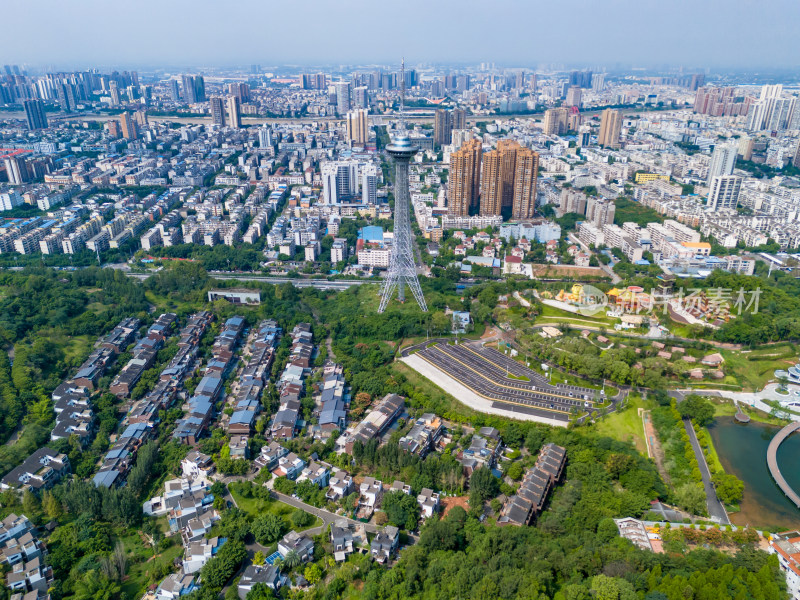 四川德阳城市绿化建筑航拍图