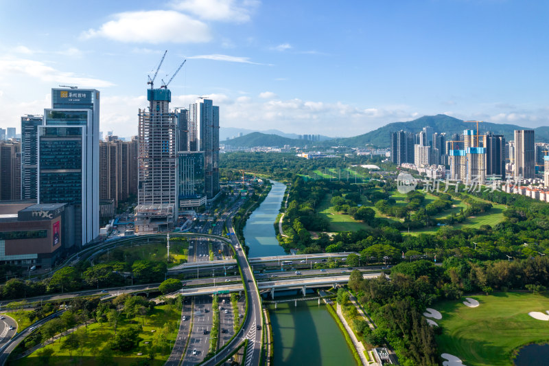 深圳南山区大沙河航拍