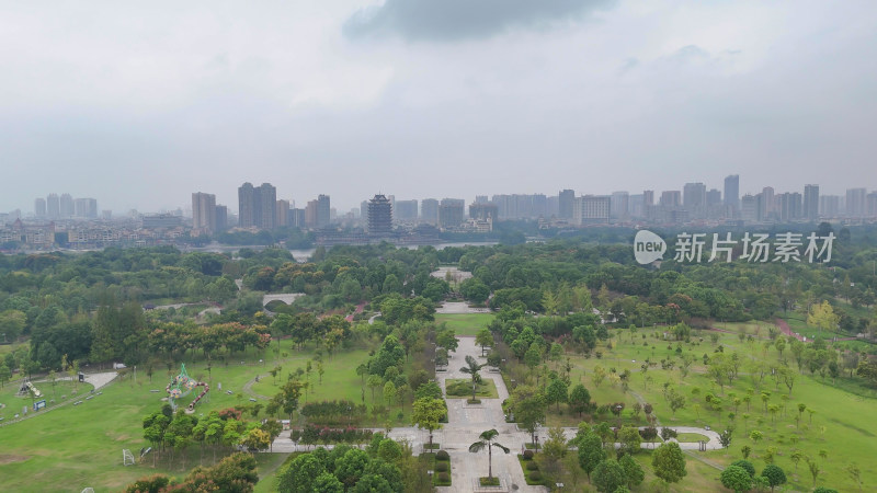 航拍四川眉山东坡城市湿地公园摄影图