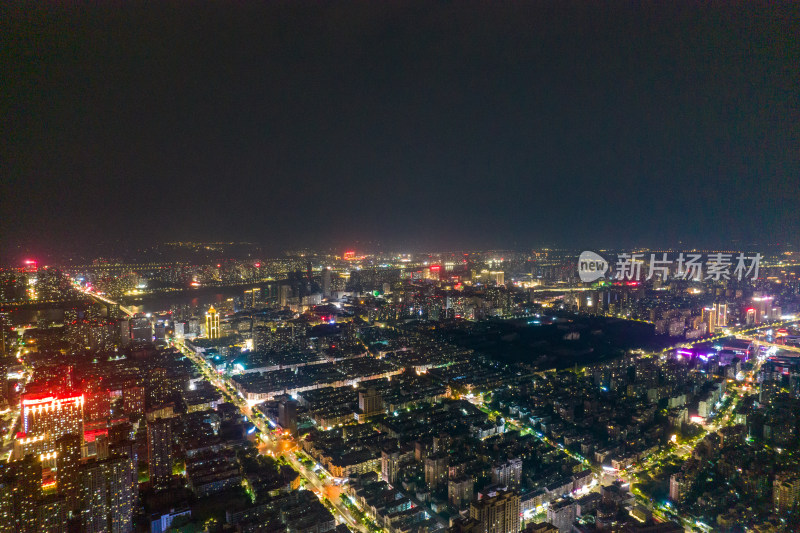 安徽蚌埠城市大景夜景灯光航拍图