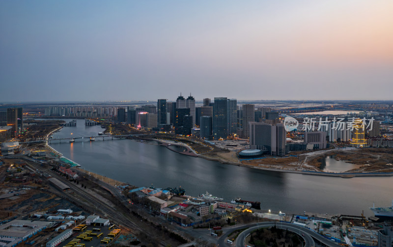 天津海河于家堡金融中心城市风光