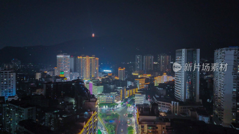 四川达州中心广场达州市购物广场夜景航拍