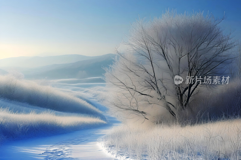 冬天风景大雪背景天空