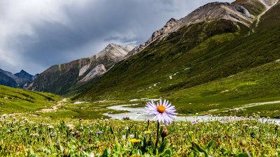 中国西藏萨普神山后的风景