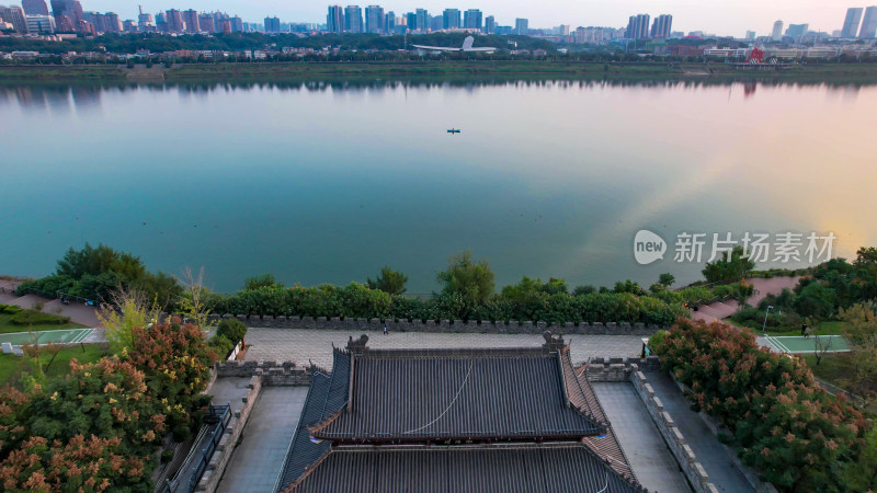 航拍湖南湘潭城市风光地标建筑