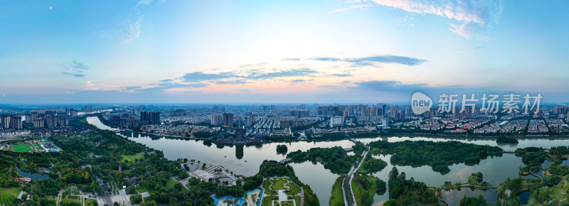 眉山城市晚霞航拍全景图