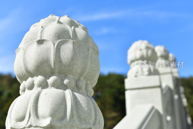 石制莲花雕塑特写