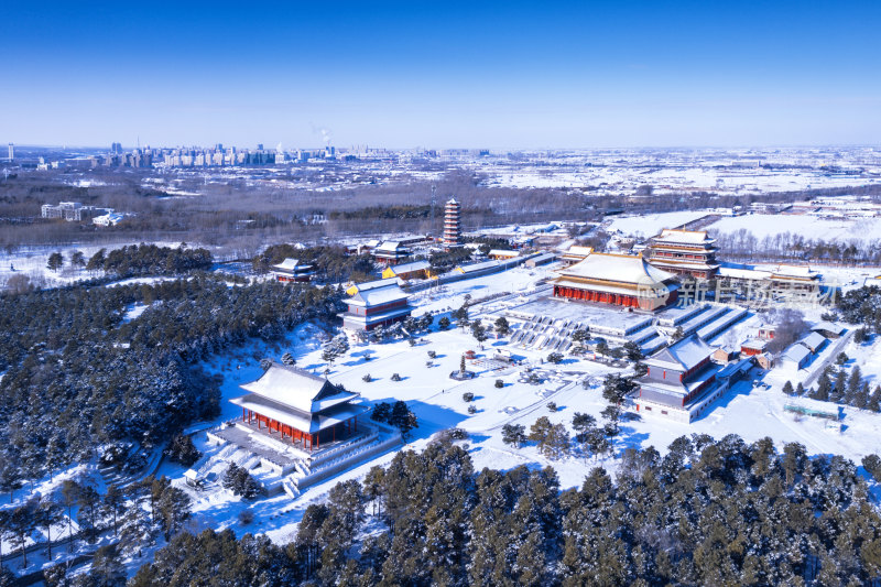 龙华寺雪景航拍