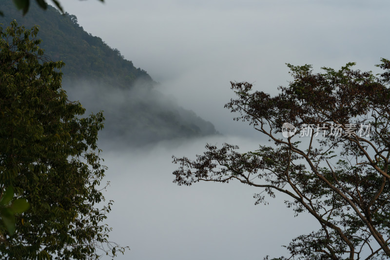 山间云雾缭绕的自然景观