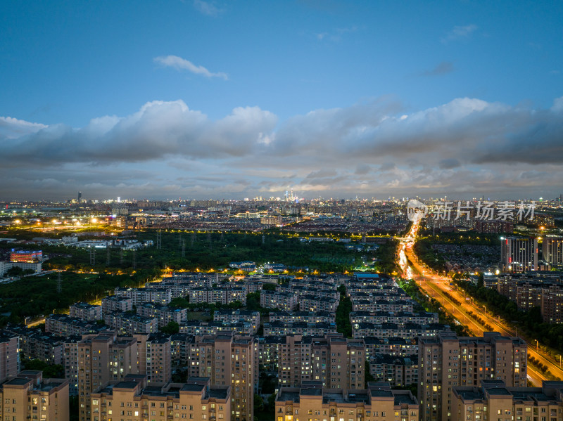 航拍上海城市风光全景