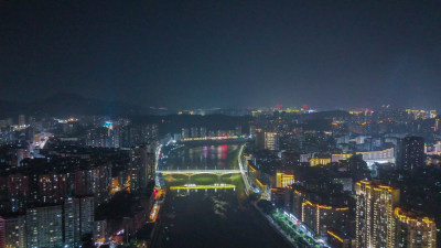 四川达州夜景达州大景航拍