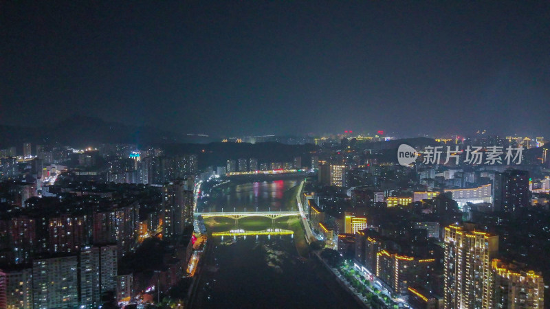 四川达州夜景达州大景航拍