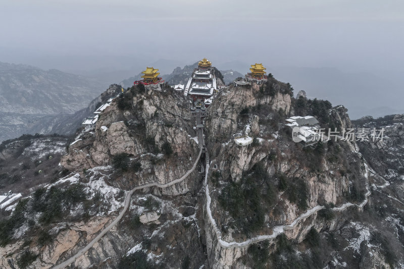 河南老君山飞雪冬季航拍