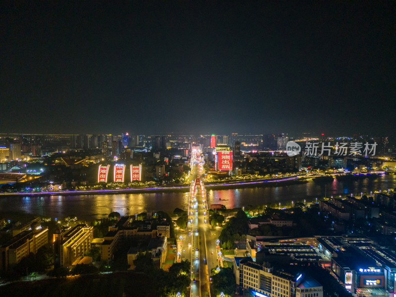 四川德阳夜景交通航拍图