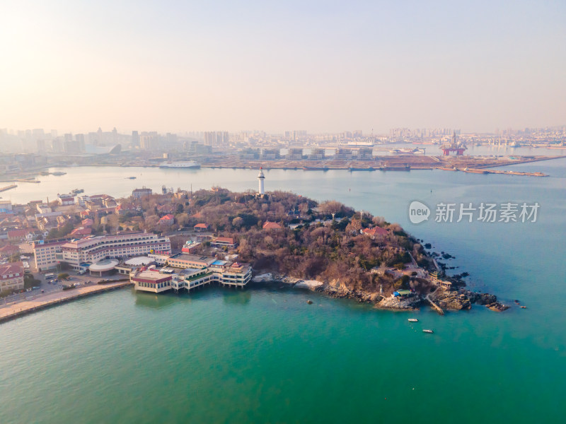 烟台市灯塔海岸航拍全景