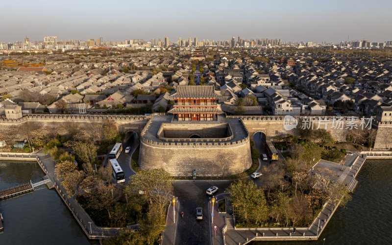 山东省聊城市东昌府区聊城古城航拍