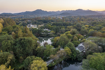 西湖风景区杭州花圃航拍