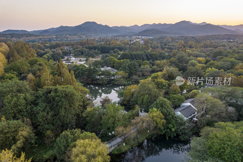 西湖风景区杭州花圃航拍