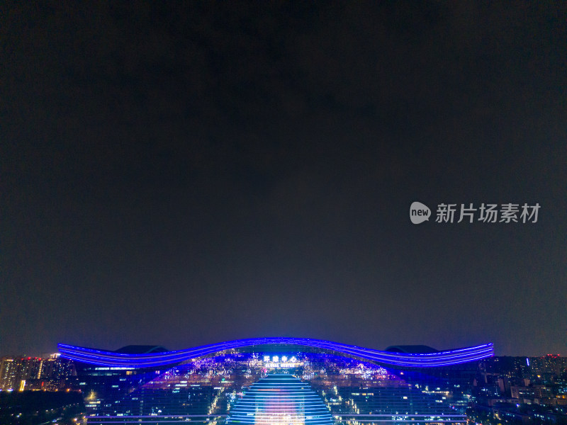 成都环球中心周边建筑夜景航拍图