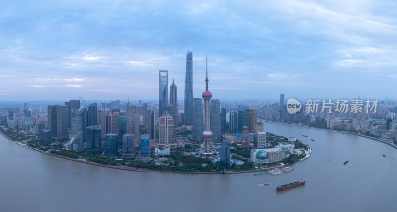 航拍上海陆家嘴和黄浦江全景