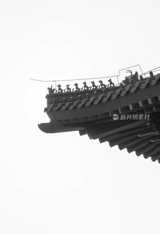 中式古建筑屋檐神兽特写