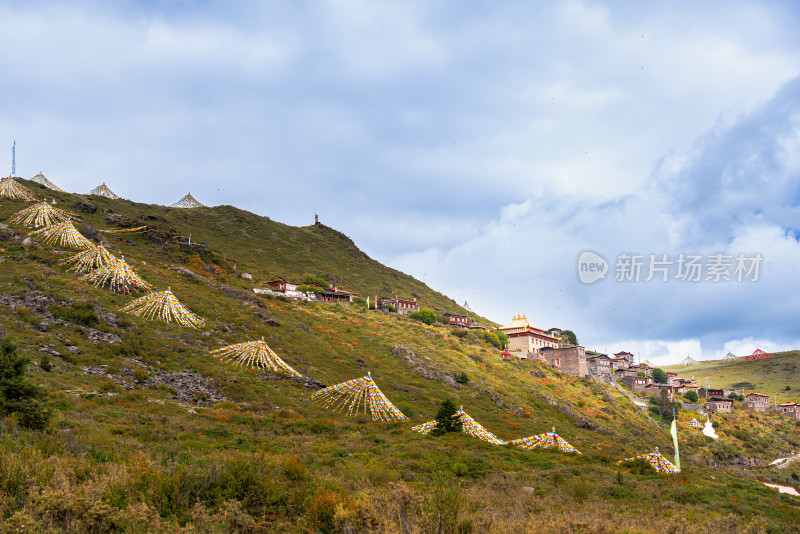 川西草原高山牛马建筑公路美景素材