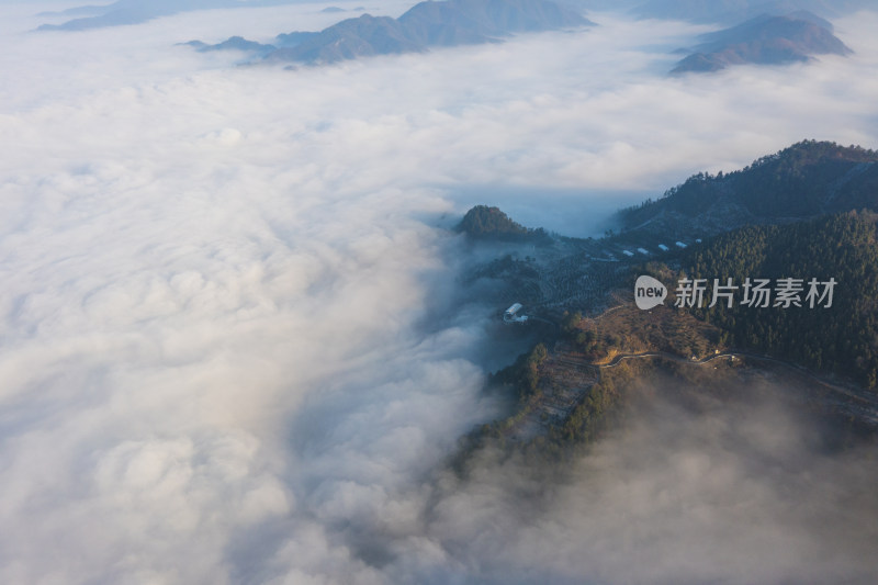 高山山峦群山晨曦日出云海航拍