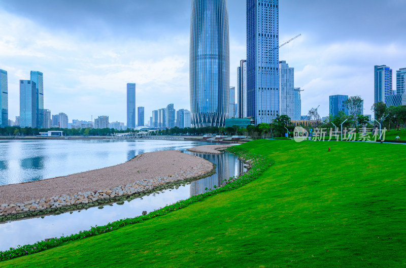 深圳湾CBD城市摩天大楼建筑群都市风光