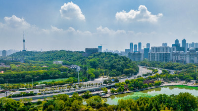 中国湖北武汉地标之龟山电视塔与龟山风景区