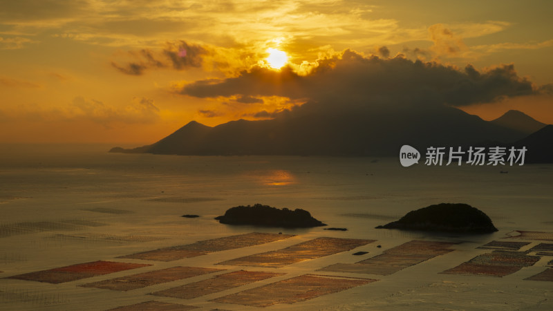 霞浦三沙花竹村海上滩涂日出朝霞自然风光