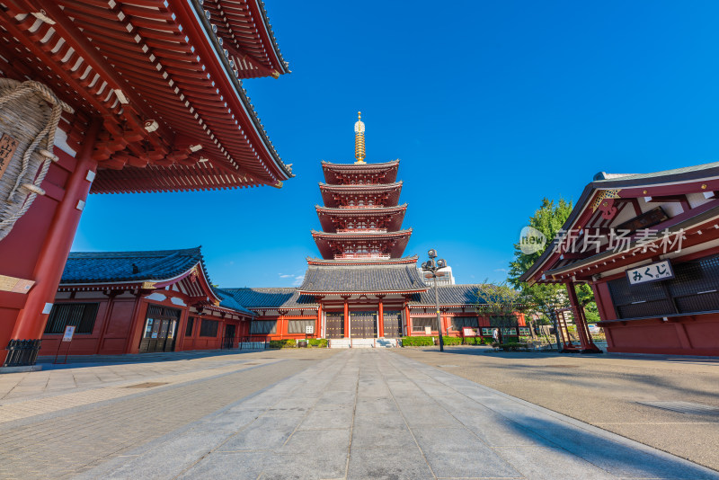 日本东京浅草寺五重塔建筑风光