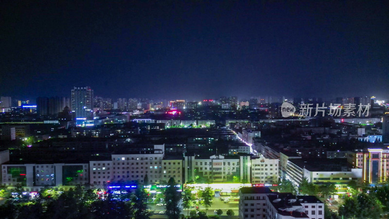 航拍河南周口五一文化广场夜景