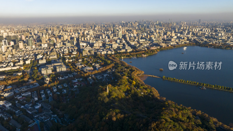 杭州西湖区城市风光航拍