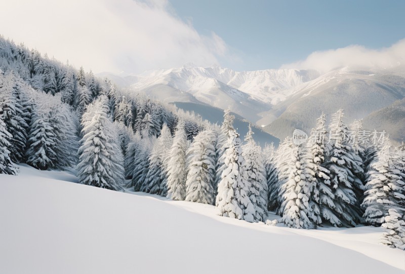 冬季森林白雪覆盖风景