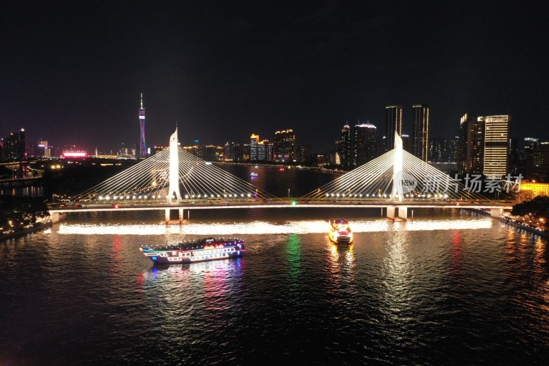 广州海印桥夜景航拍
