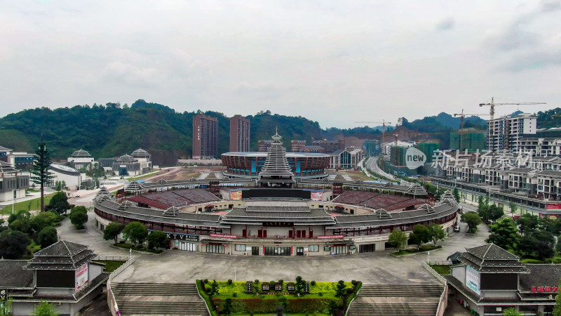 航拍少数民族特色建筑