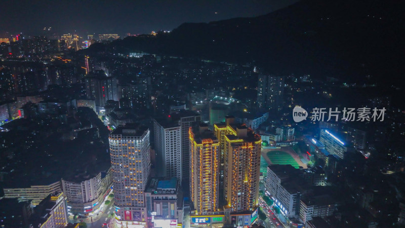 四川达州中心广场达州市购物广场夜景航拍