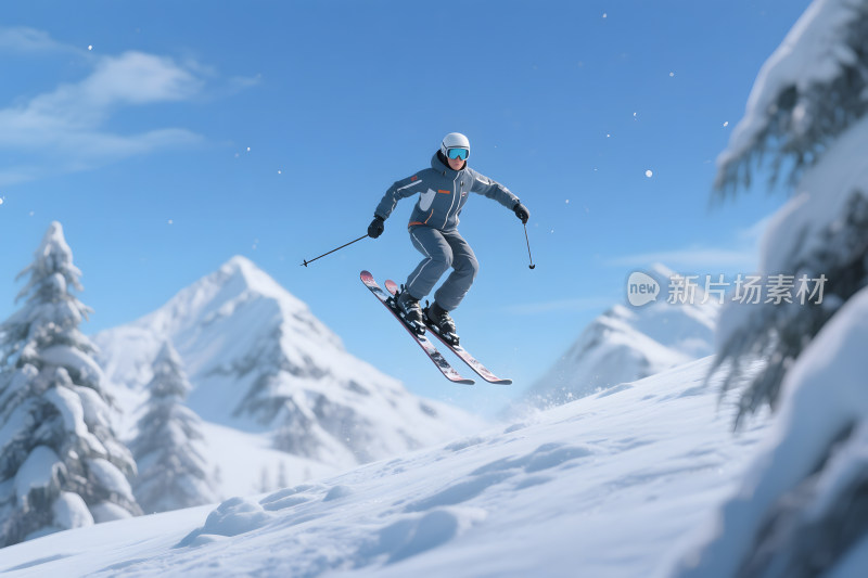 雪山滑雪运动人物