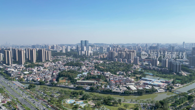 航拍江门大景江门城市建设