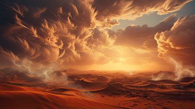 沙漠中沙尘暴前夕