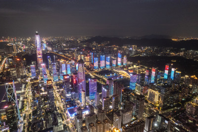 深圳市福田中心区夜景航拍