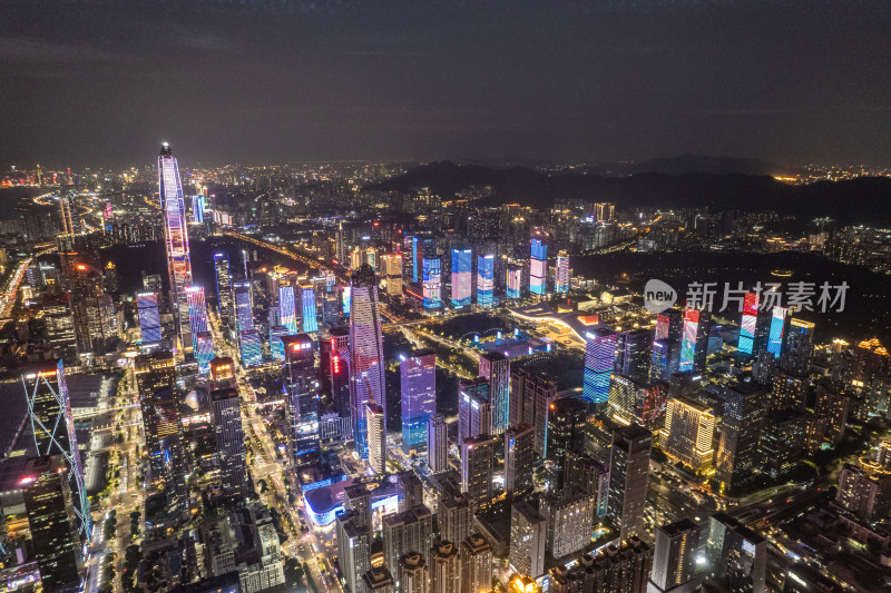 深圳市福田中心区夜景航拍