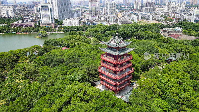 湖南株洲神龙塔地标建筑航拍