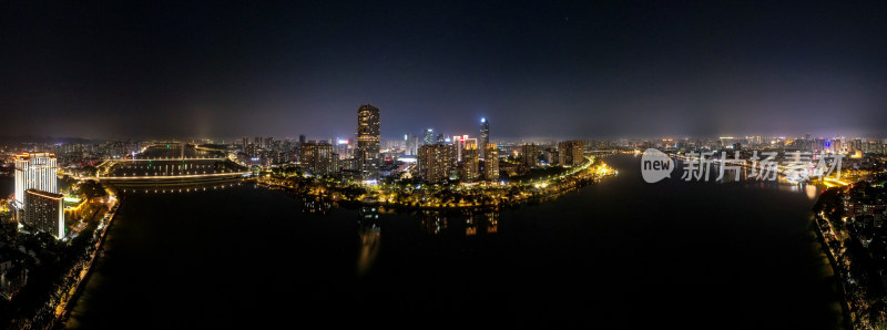 广东惠州城市夜景灯光航拍全景图