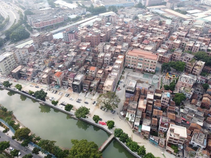 航拍广东省东莞市道滘镇大岭丫村城市风光