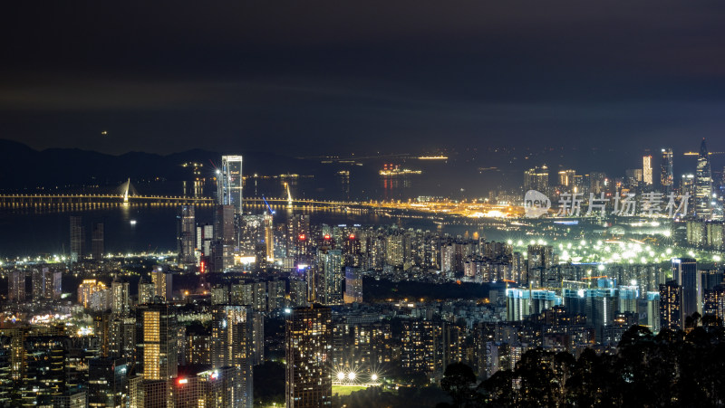 城市夜景鸟瞰全景