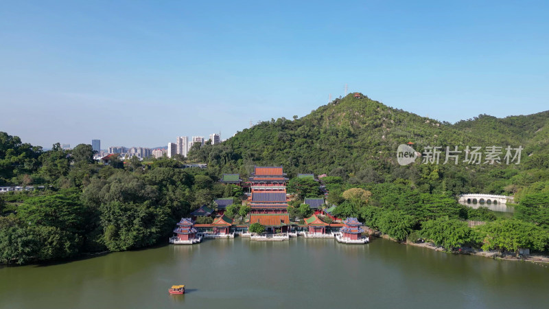 航拍广东珠海圆明新园