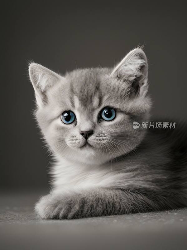 纯色背景超萌的可爱宠物小猫