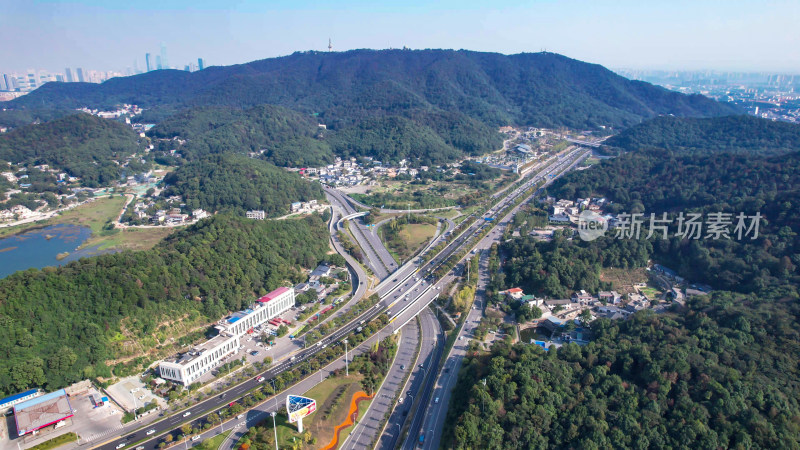 湖南长沙岳麓山城市风光航拍