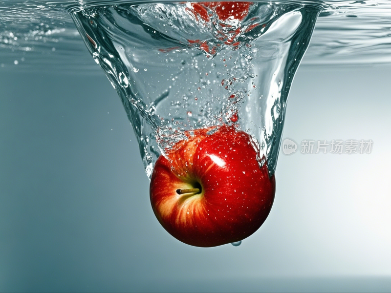 红苹果入水溅起水花瞬间